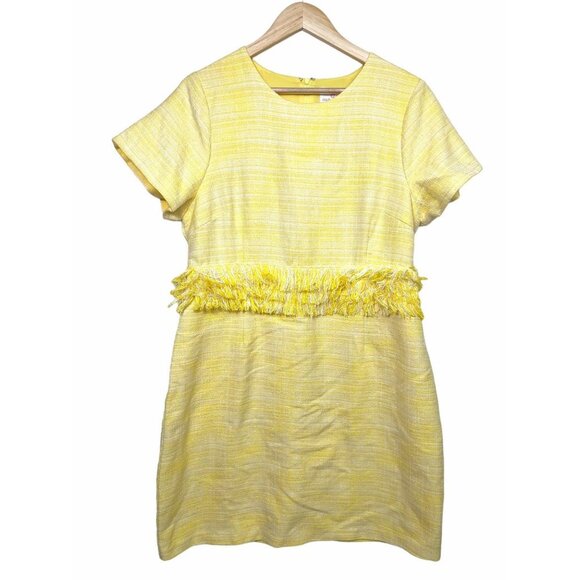 Julie Brown JB NYC Sunshine Yellow Sheath Dress tiered fringe size 12 - Picture 2 of 9
